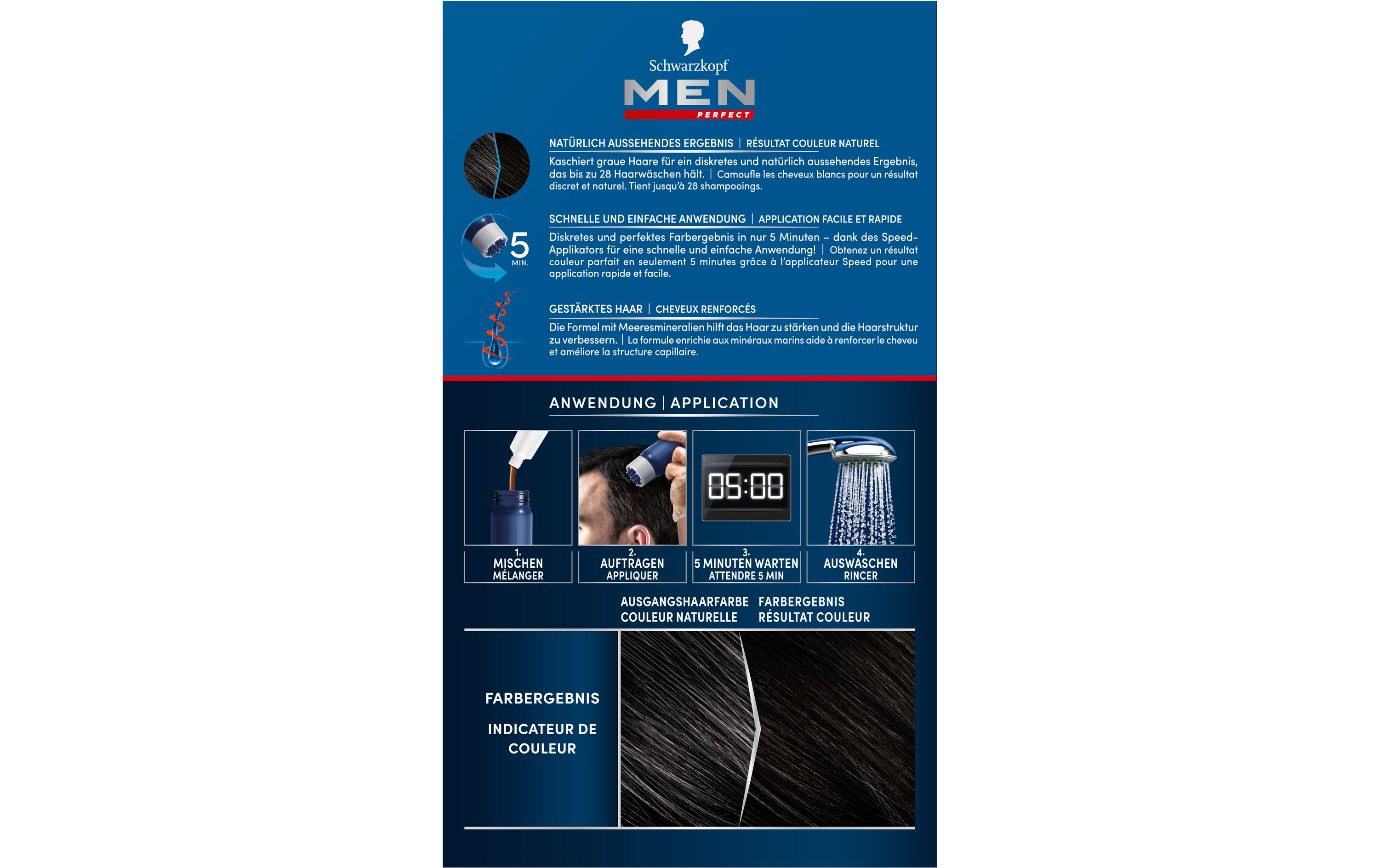 Haarcoloration Anti-Grau 90 SchwarzLeicht anzuwendende Gel-Coloration für Männer