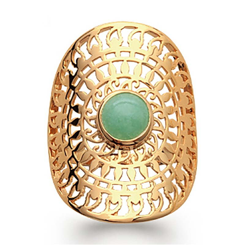 Bague Femme - Plaqué Or - Aventurine