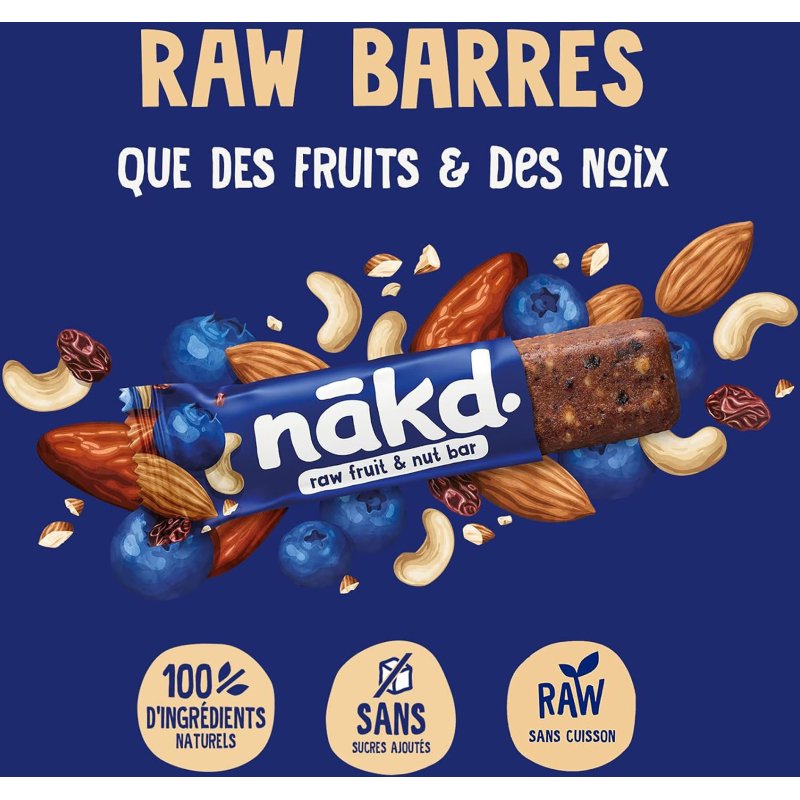 Barre fruits secs myrtilles blueberry muffin sans gluten Nakd - 35 g