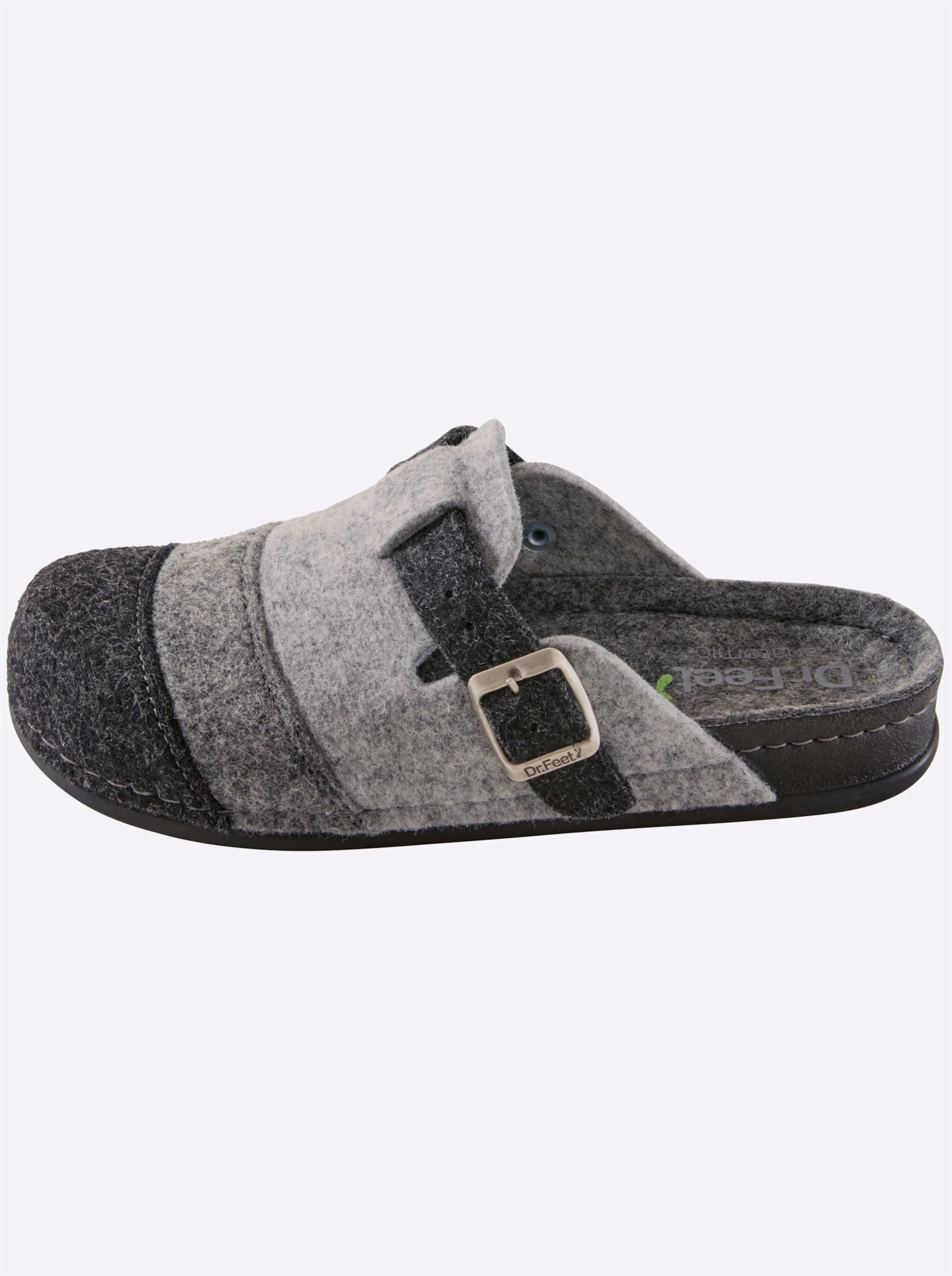 Dr. Feet Hausschuh in grau-gestreift