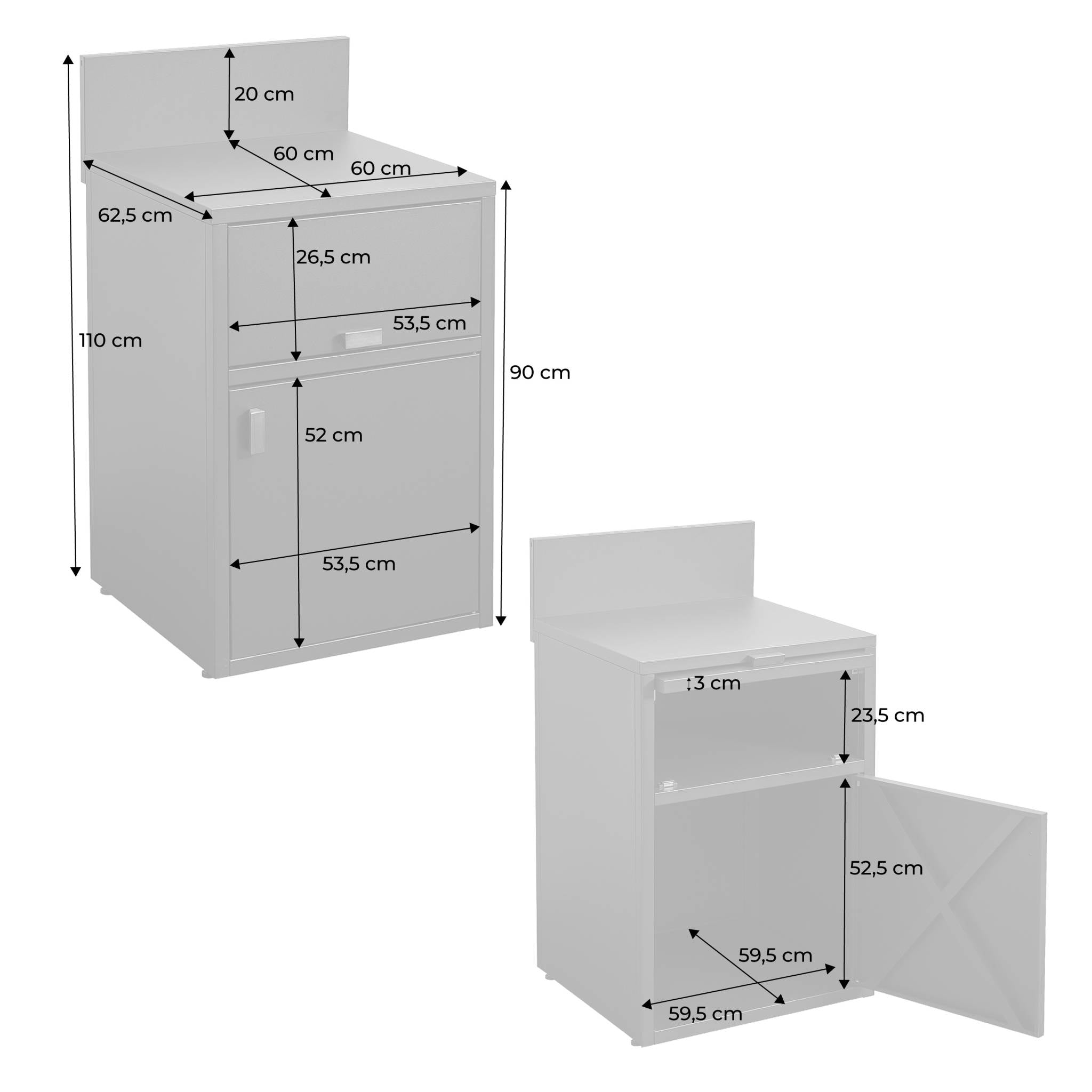 sweeek - Stalen buitenkeukenmodule met deur en klep L60cm
