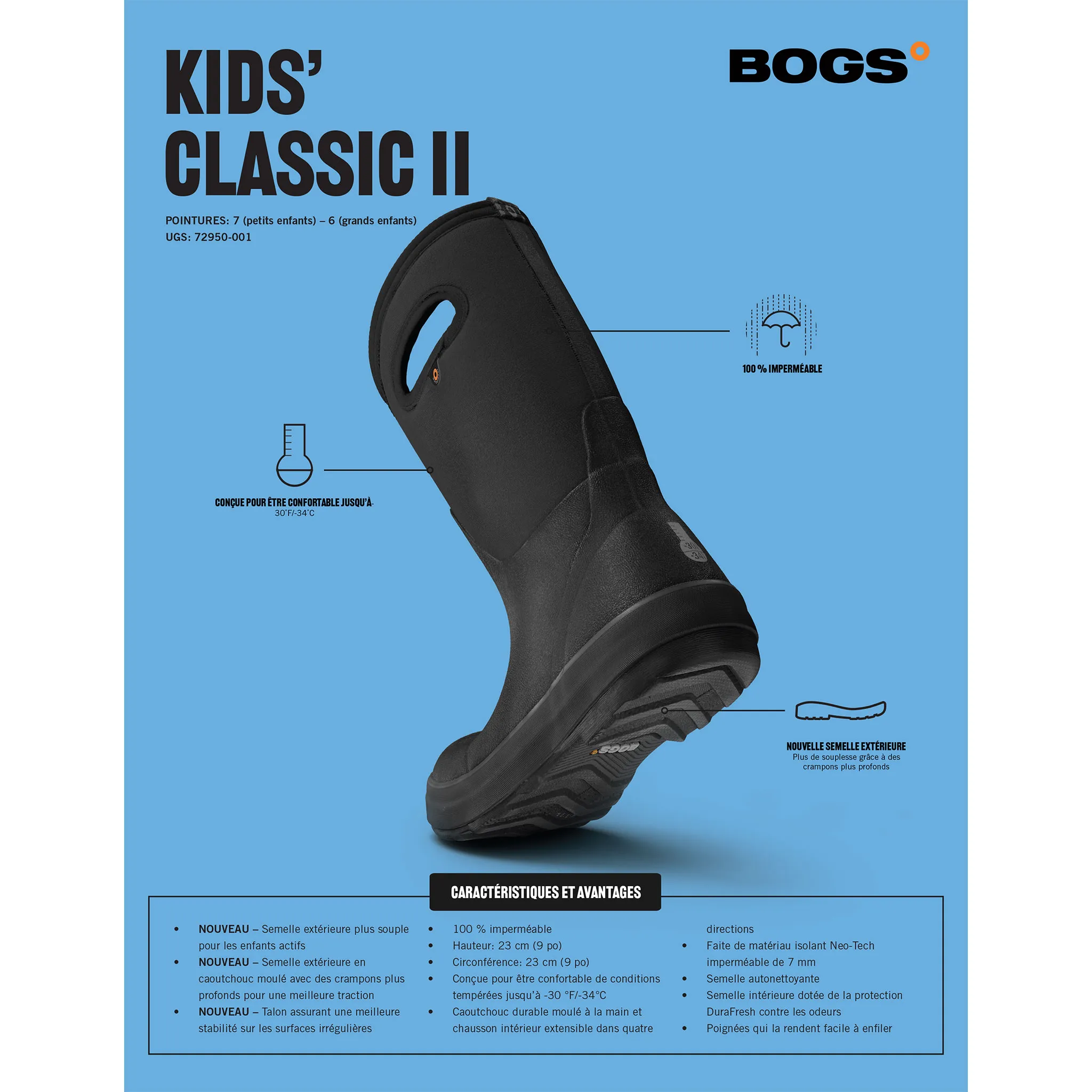 Bogs Botte d'Hiver Classic II Unie Pointures 8-5