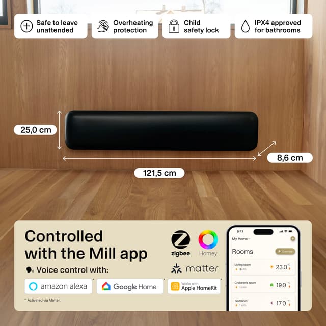 Mill Invisible WiFi Gen4 panelradiator PA1050LWIFI4sort (sort)
