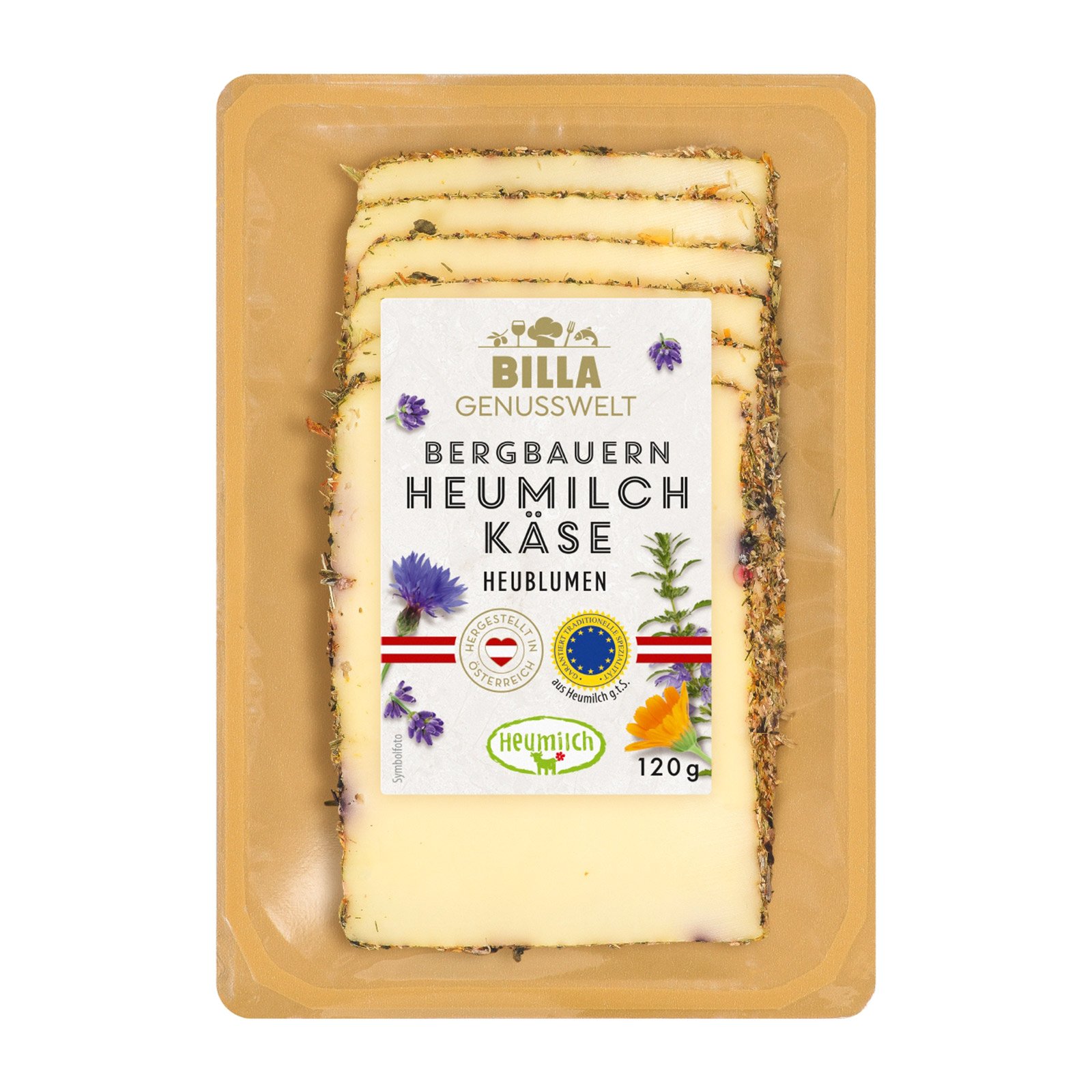 BILLA Heumilch Käsescheiben mit Wiesenblumen