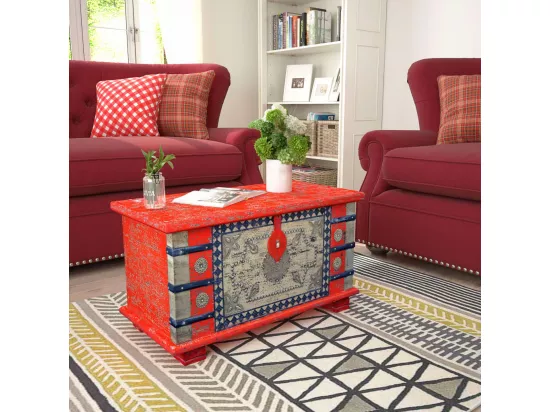 Coffre de rangement Bois de manguier rouge 80 x 40 x 45 cm