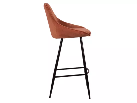 Lot de 2 tabourets de bar - Velours - Terracotta - MASURIE
