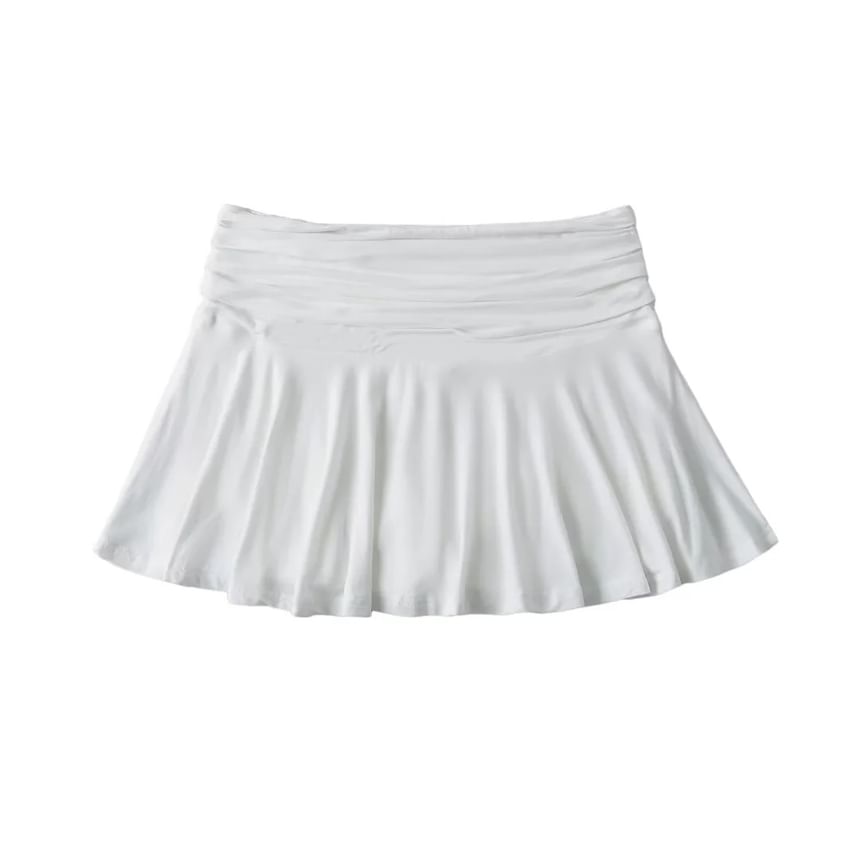 Asiris - Hoge taille gerimpelde effen mini geplooide rok