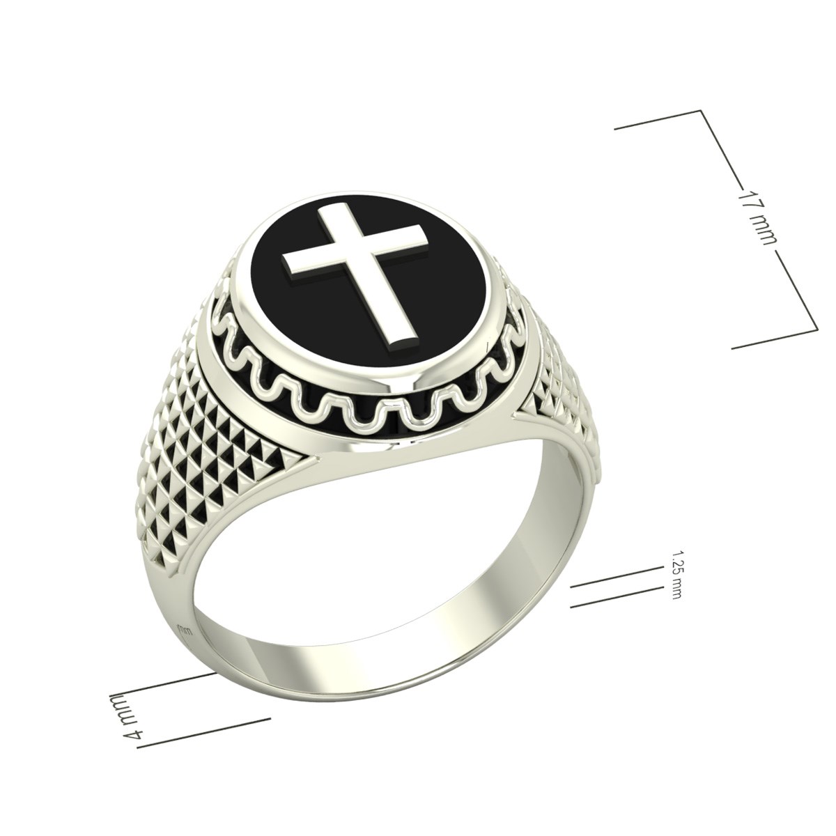 Bague Homme en Or Blanc Motif Croix - Idée Cadeau Raffiné | Aden