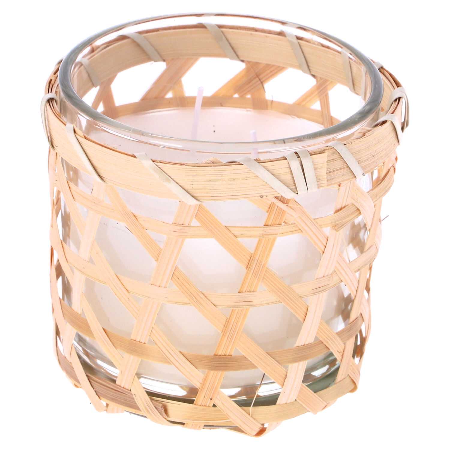 Kerze im Glas Rattan, H=10cm