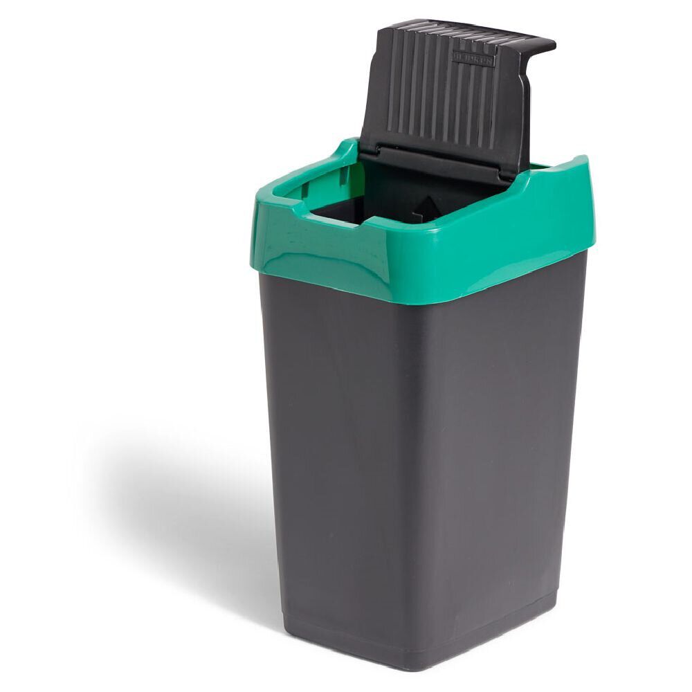 Poubelle de tri pour verre 18L plastique vert et noir