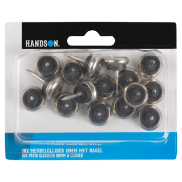 HANDSON meubelglijder glijnagel rubber nikkel Ø18 mm 16 stuks