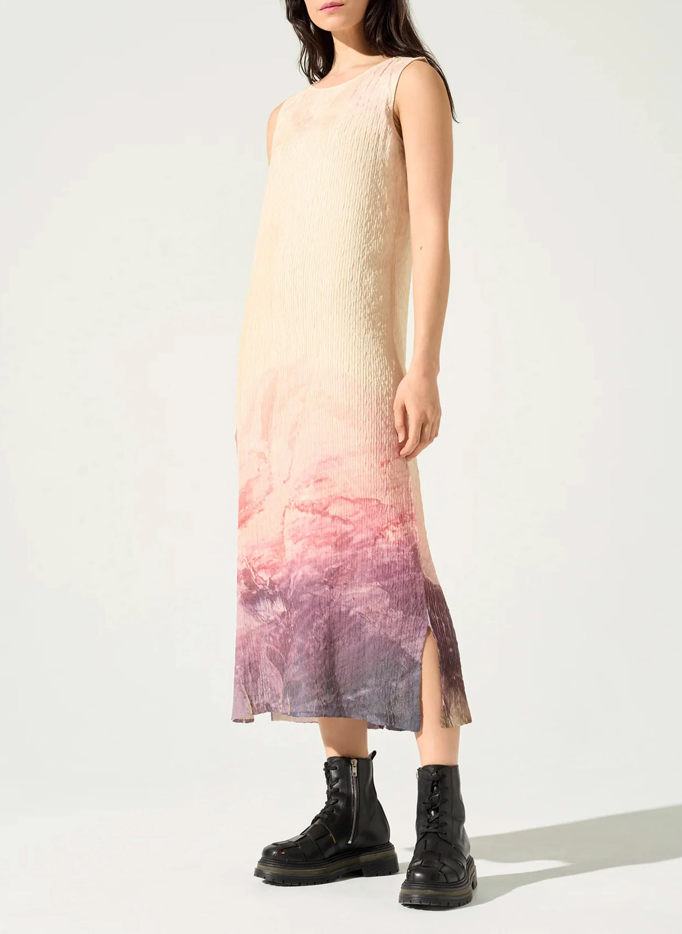 Robe midi col rond | Violet