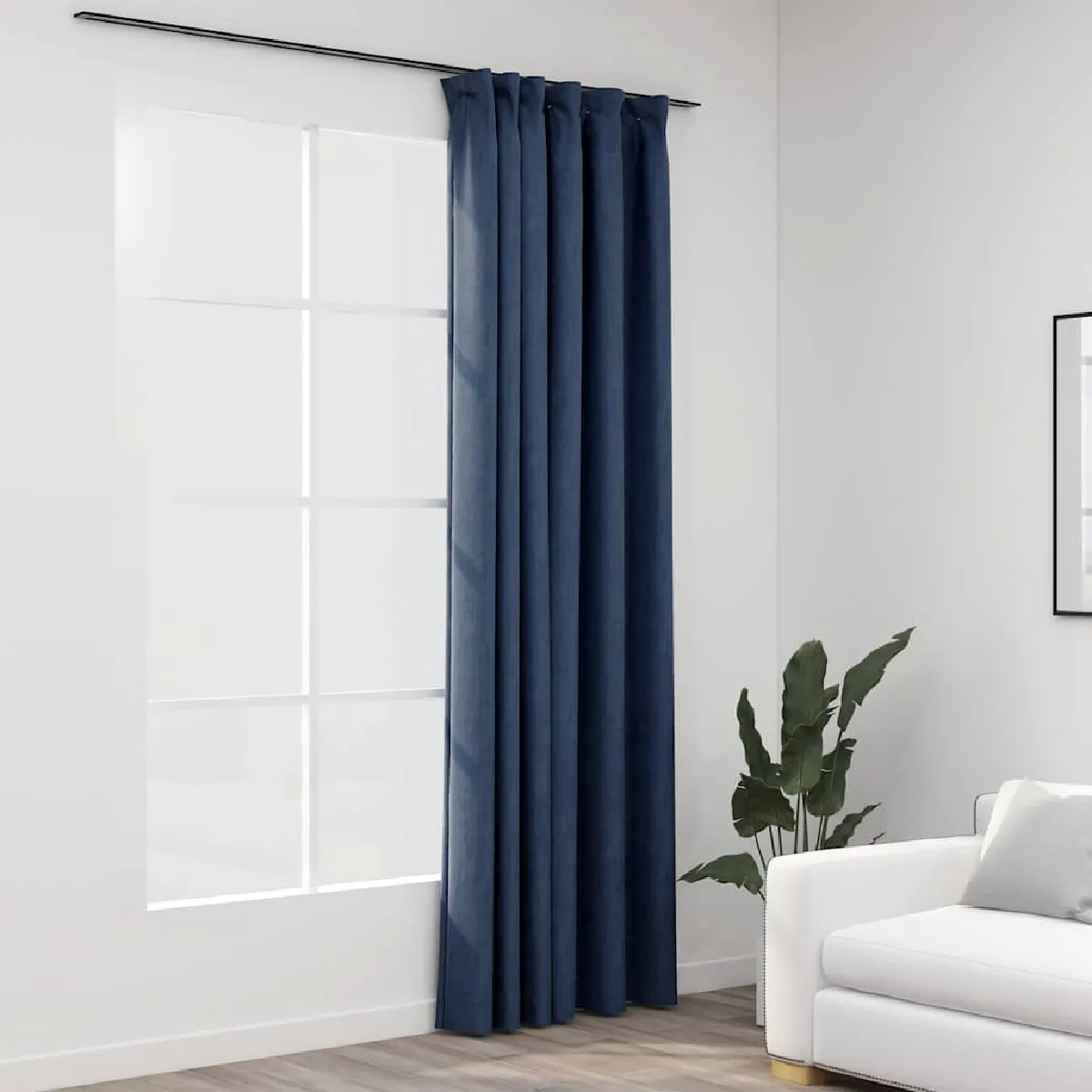 vidaXL Rideau occultant aspect lin 290x245 cm Bleu