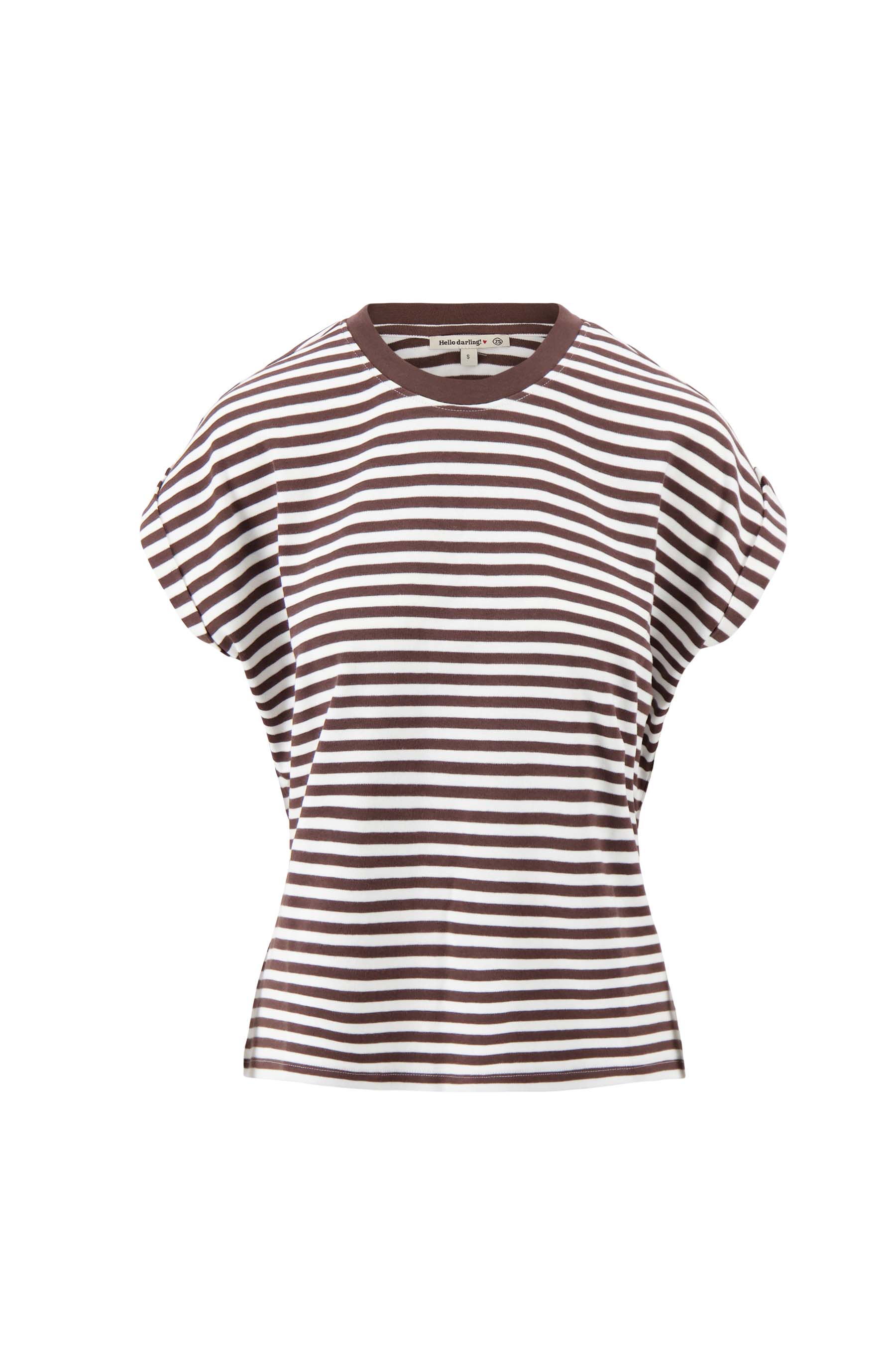 T-shirt met opgerolde mouw streep