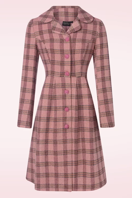 Vixen Flower Button Check jas in roze
