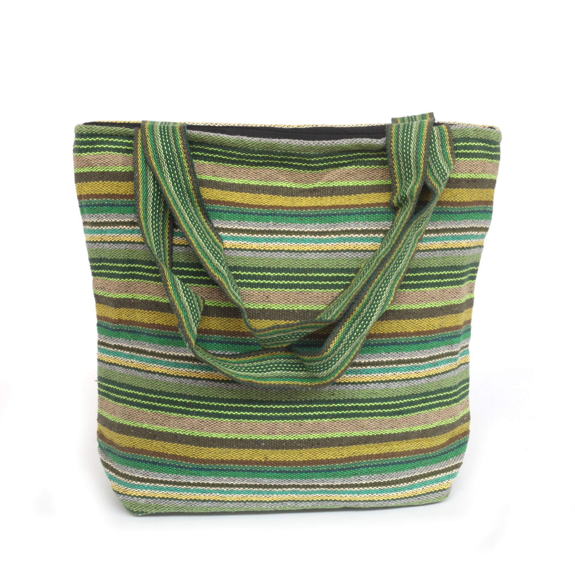 Einkaufstasche aus Baumwolljacquard, grün gestreift, B 35 cm, H 40 cm, L 10 cm günstig bestellen