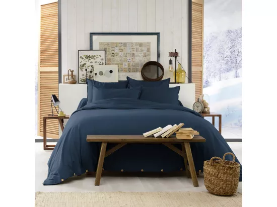 HEDDA - Taie d'Oreiller 63x63cm Flanelle de Coton Coloris Nuit