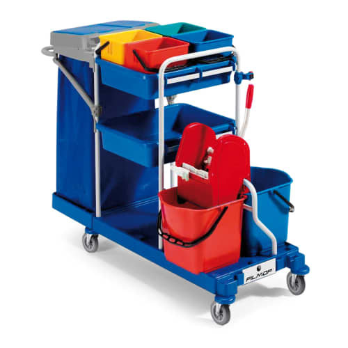 Chariot de ménage Morgan 2225 Filmop roues standards et presse à mâchoires