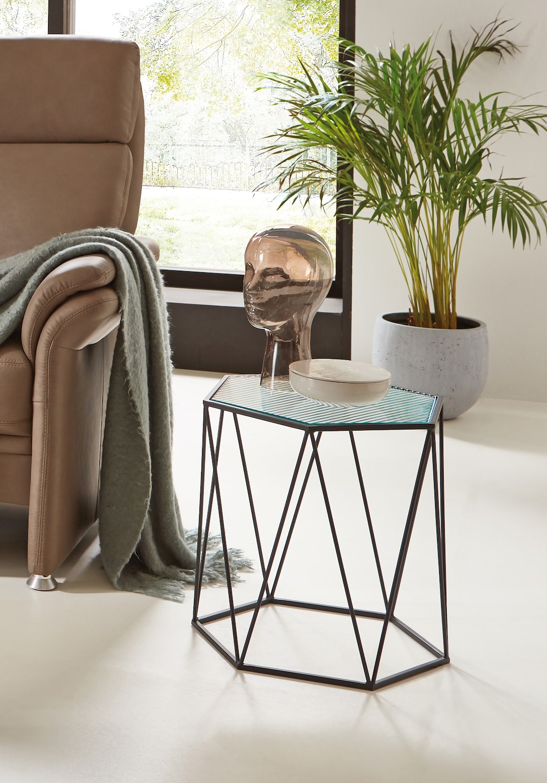 Beistelltisch 46 x 46 cm Dekorglas/schwarz