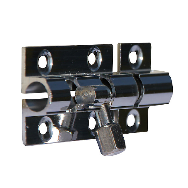 Verrou à pêne rond Diall 40 mm laiton chromé