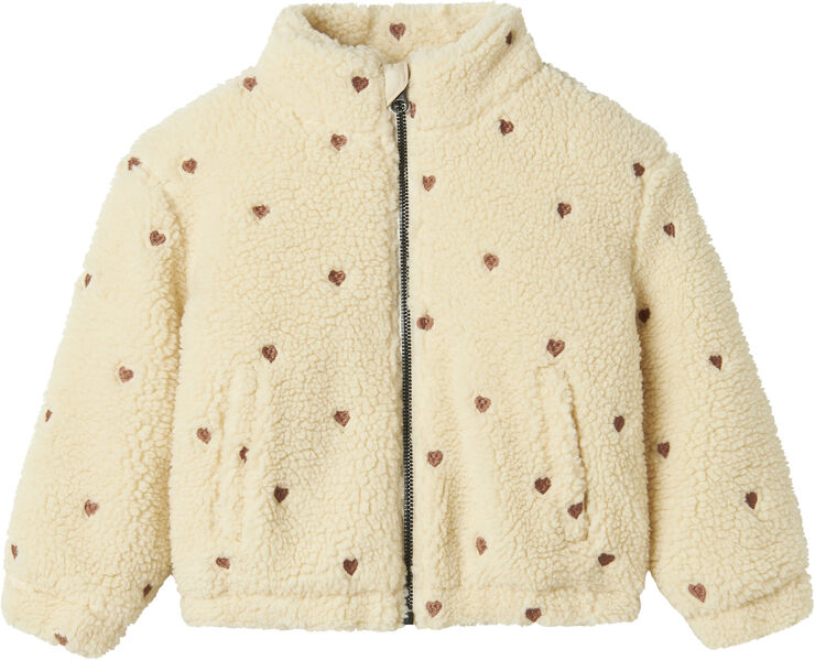 Lil' Atelier NMFNALO SHERPA LOOSE JACKET LIL Sandshell/emb. hearts