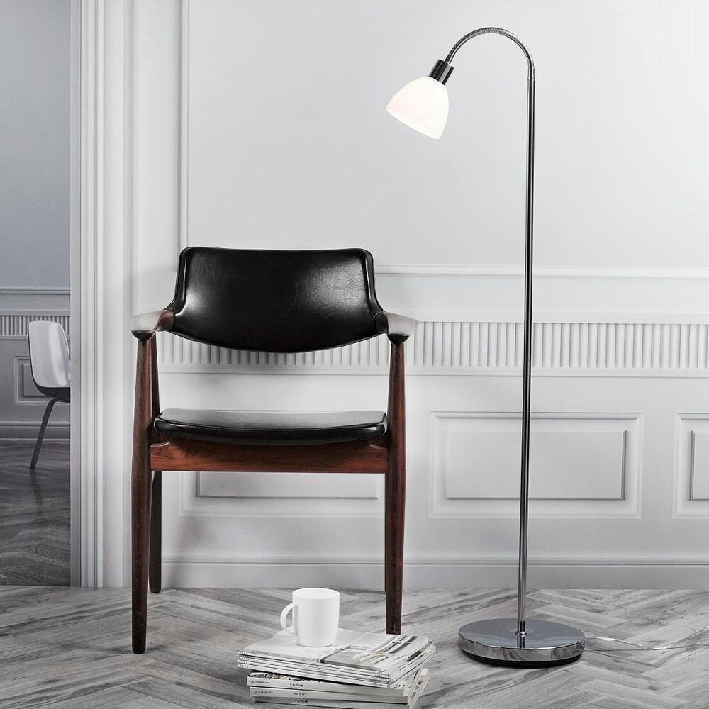 Staande lamp Ray chroom opaal E14