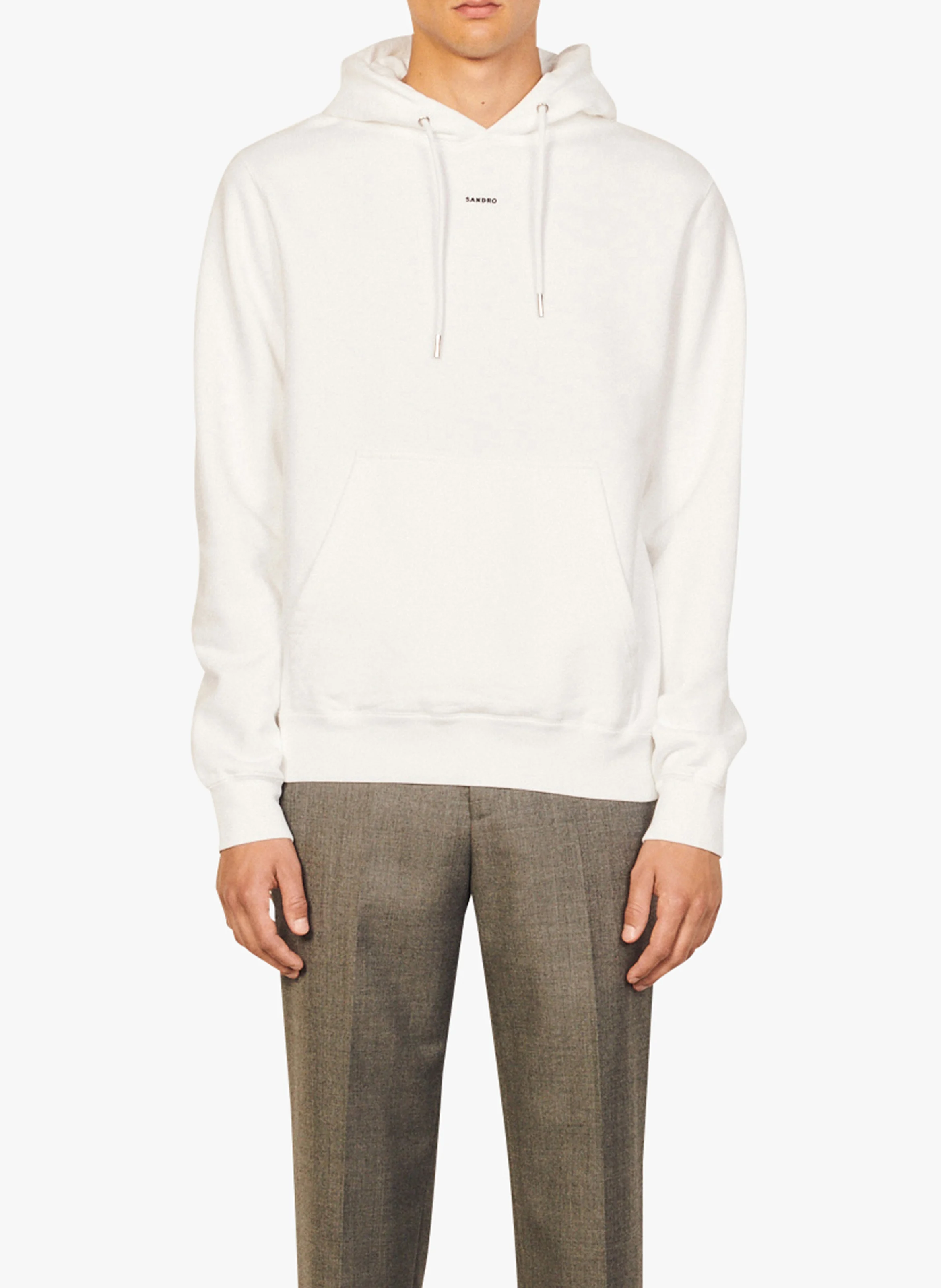 Sweat col rond regular fit à capuche en coton | Blanc