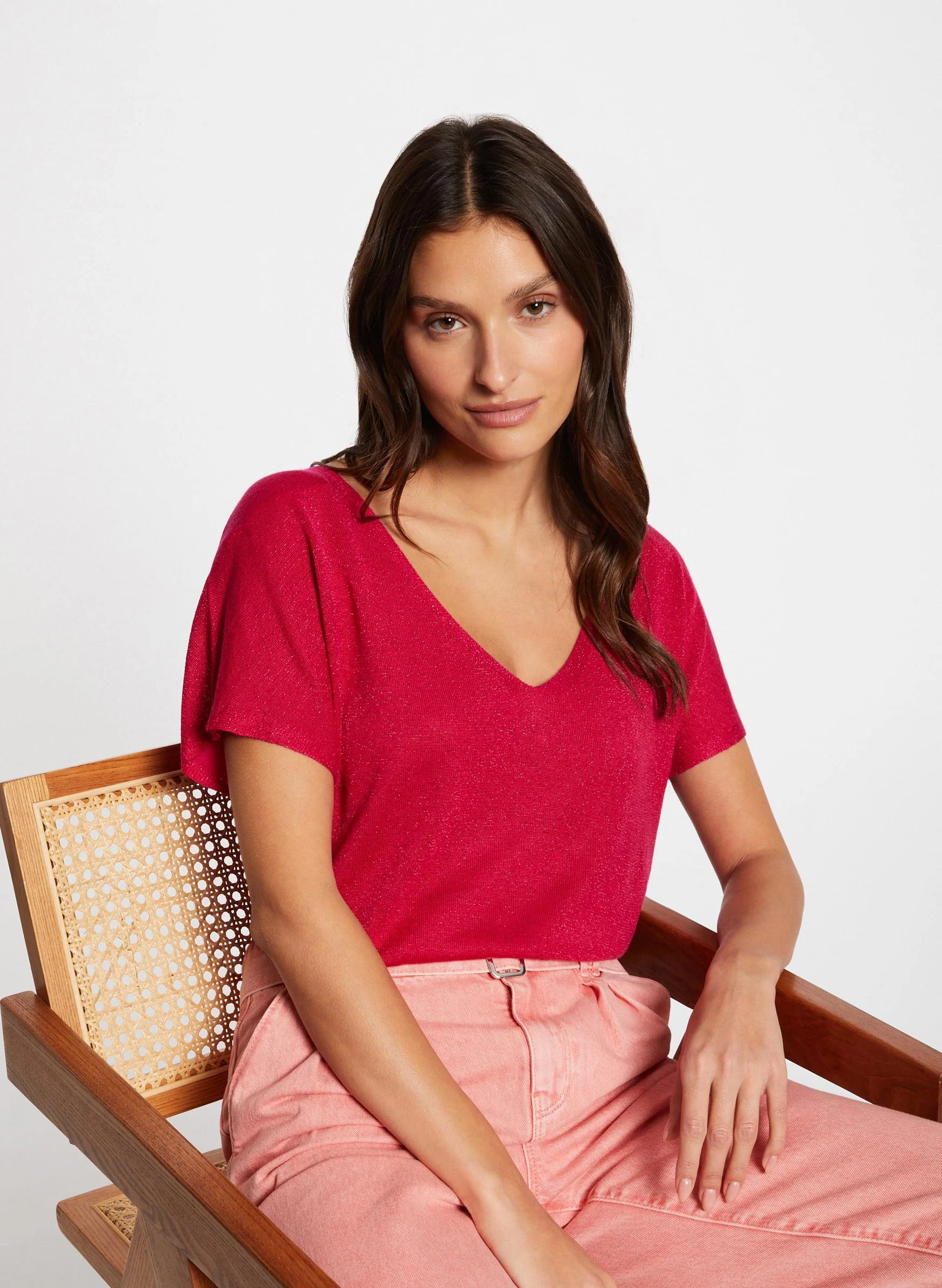 MCOACH - Pull col V manches courtes | Rose