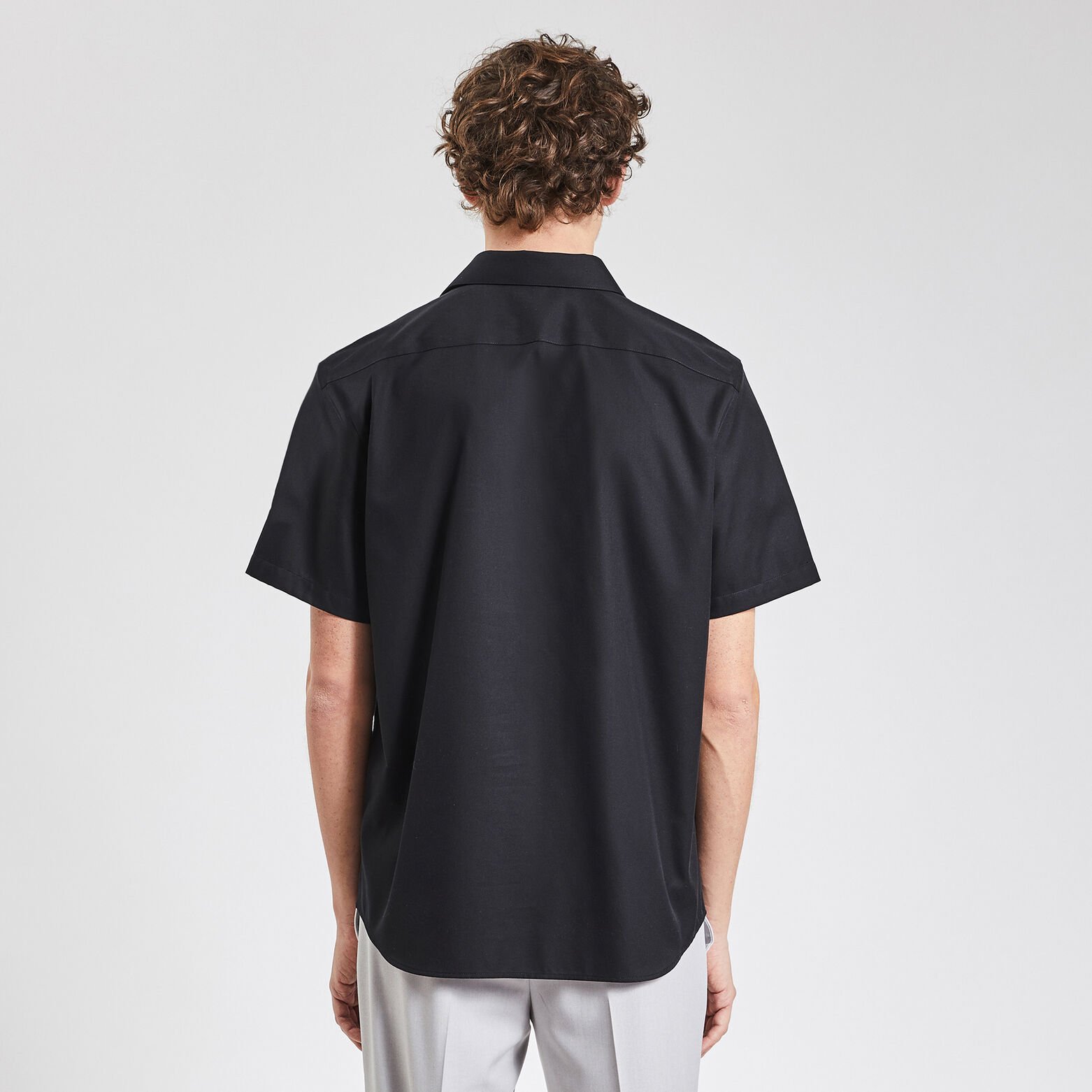 Chemisette regular sans repassage unie coton Noir