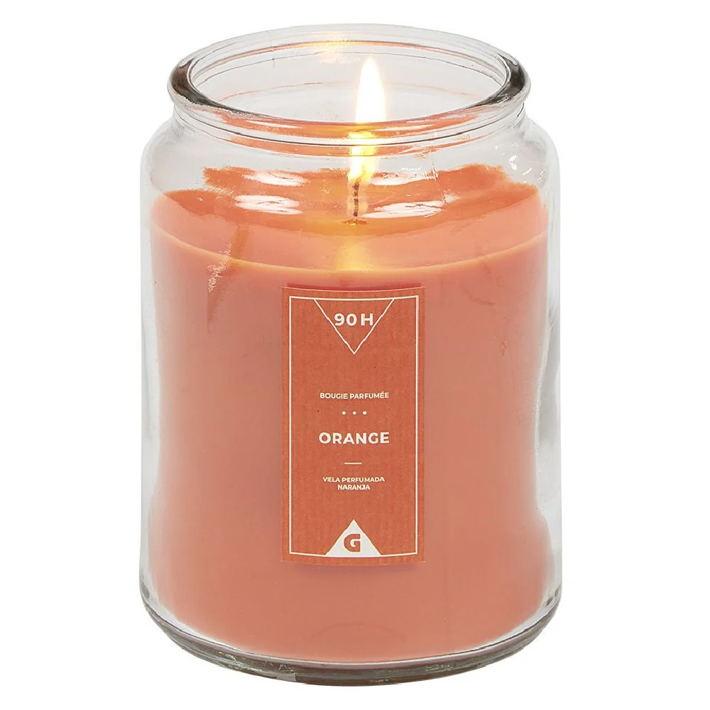 Bougie dans bocal orange Ø9,5 cm