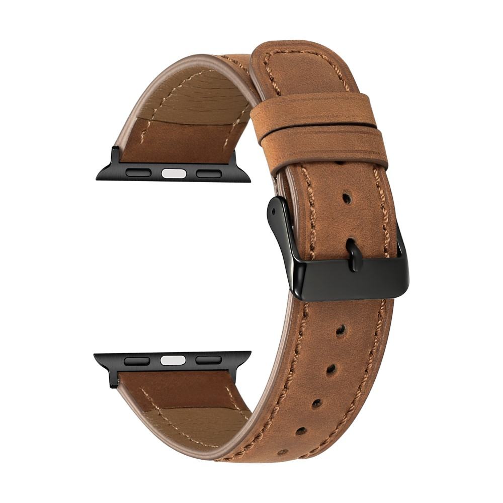 Apple Watch (42/41/40/38 mm) Echtleder Vintage Ersatz Armband mit Dornschliesse (Gelenkumfang: 170-225mm) - Braun / Schwarz
