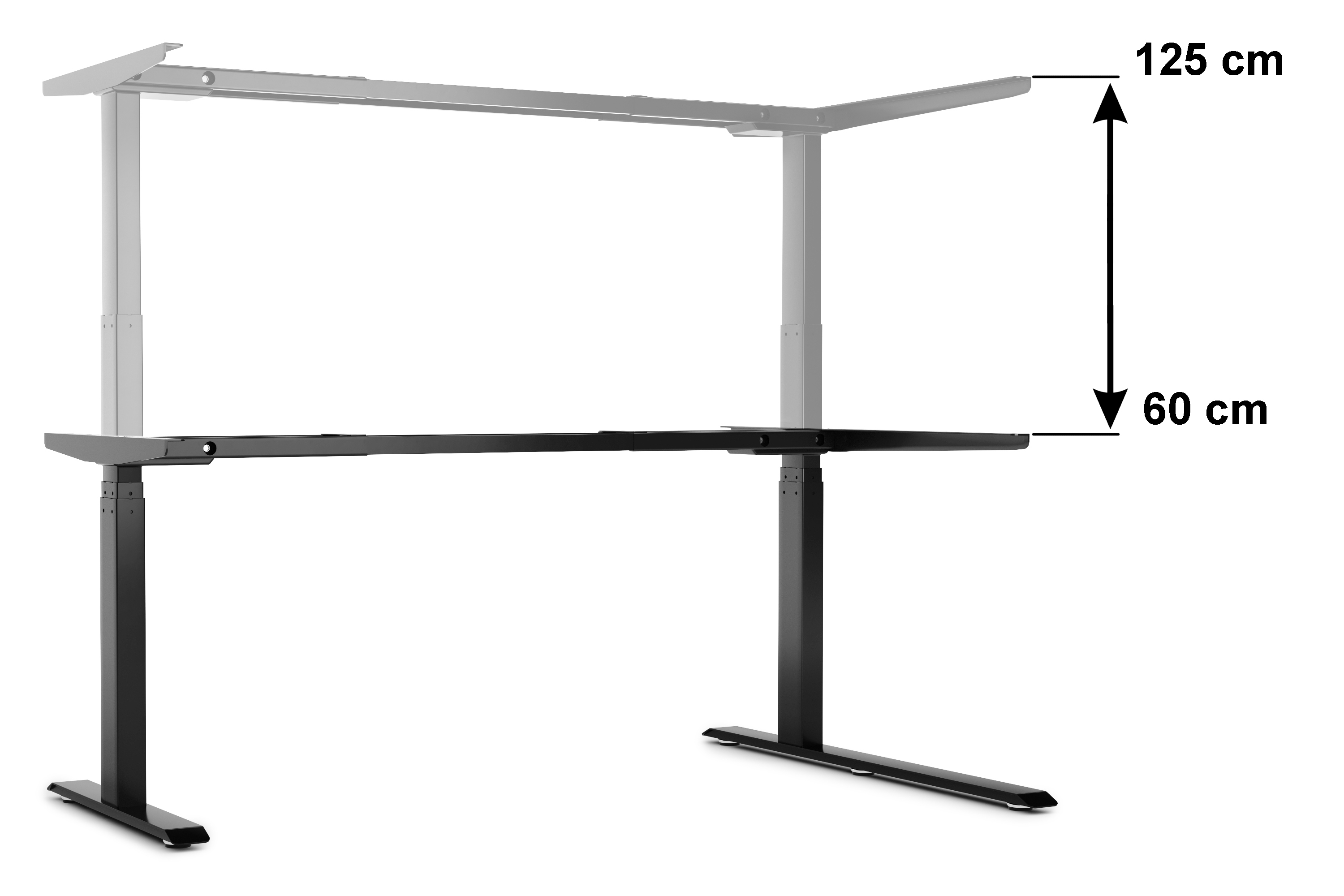 Stehpult Eckschreibtisch elektrisch PREMIUM schwarz 160 x 110 cm