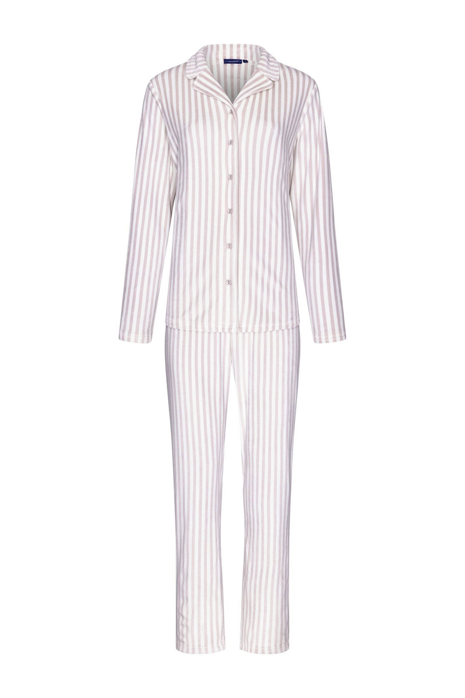 Pastunette fluwelen pyjama zalmroze/wit