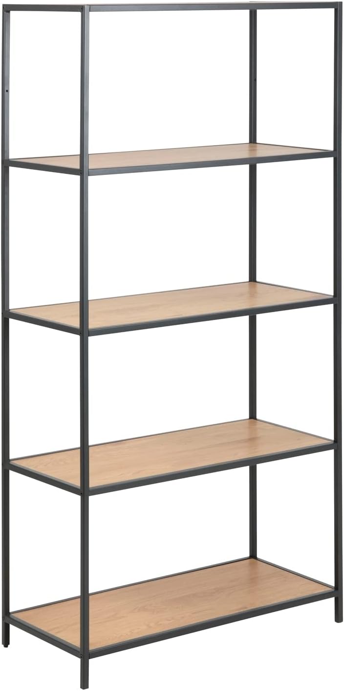 Regal - Schwarz - Wildeiche Dekor - Metall - 77 x 150 cm - mit 4 Fächern
