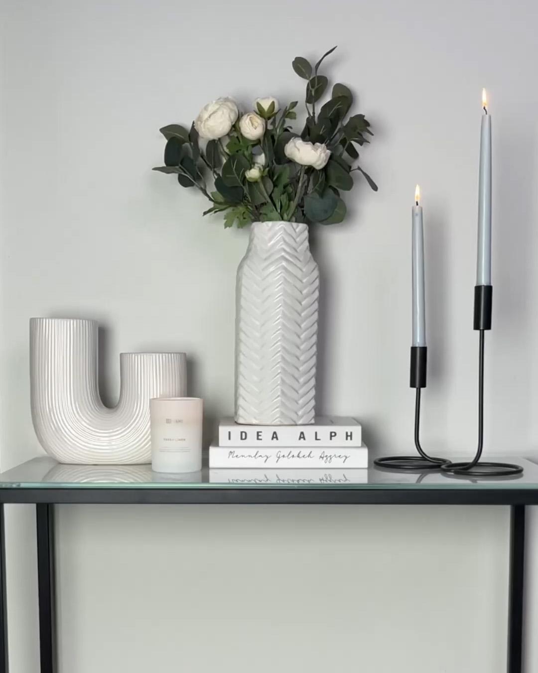 Decoratieve vaas XANTHOS Steengoed 32 cm Wit