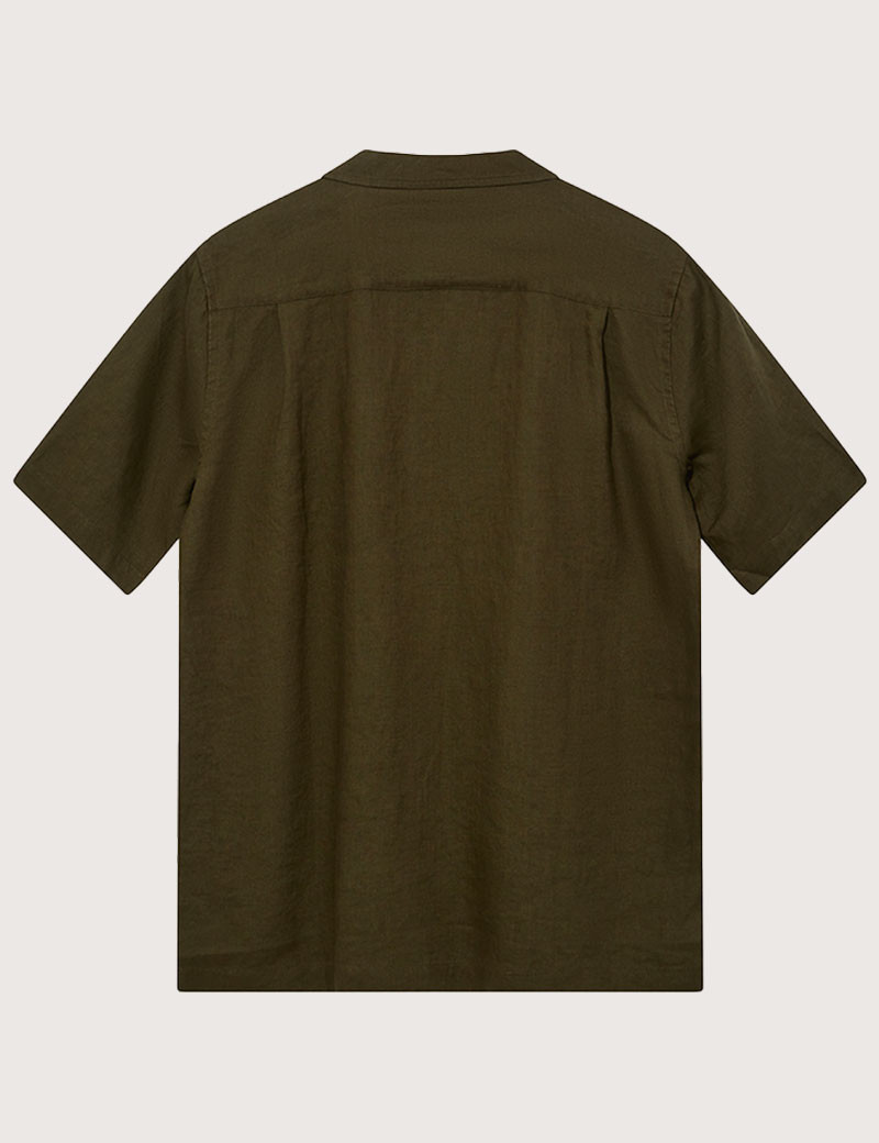 MOS MOSH CHEMISE HOMME MANCHES COURTES EN LIN THEO KAKI