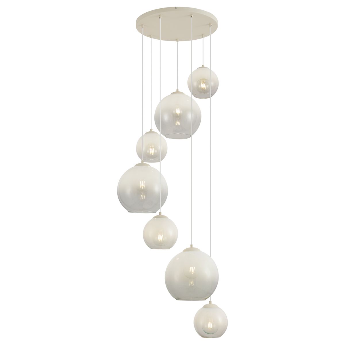 Art Deco hanglamp beige met wit glas 7-lichts - Sandra