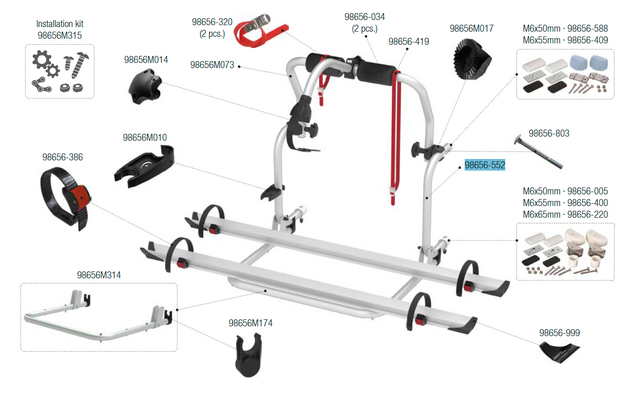 Fiamma Tragestruktur Kit passend für Carry Bike Trigano-Ci-Roller Team - Fiamma Ersatzteilnummer 98656-552
