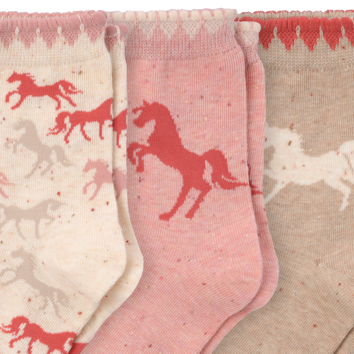 Topolino 3 Paar Mädchen Socken mit Einhorn-Motiven hellrosa / creme / beige