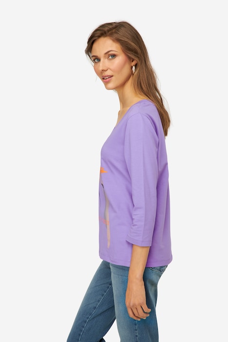 T-Shirt, Robbe, V-Ausschnitt, 3/4-Ärmel, OEKO-TEX