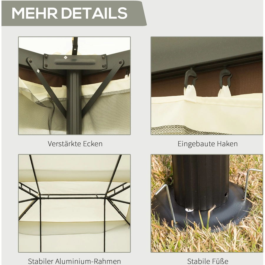 Outsunny Gartenpavillon mit Mesh-Netz bunt