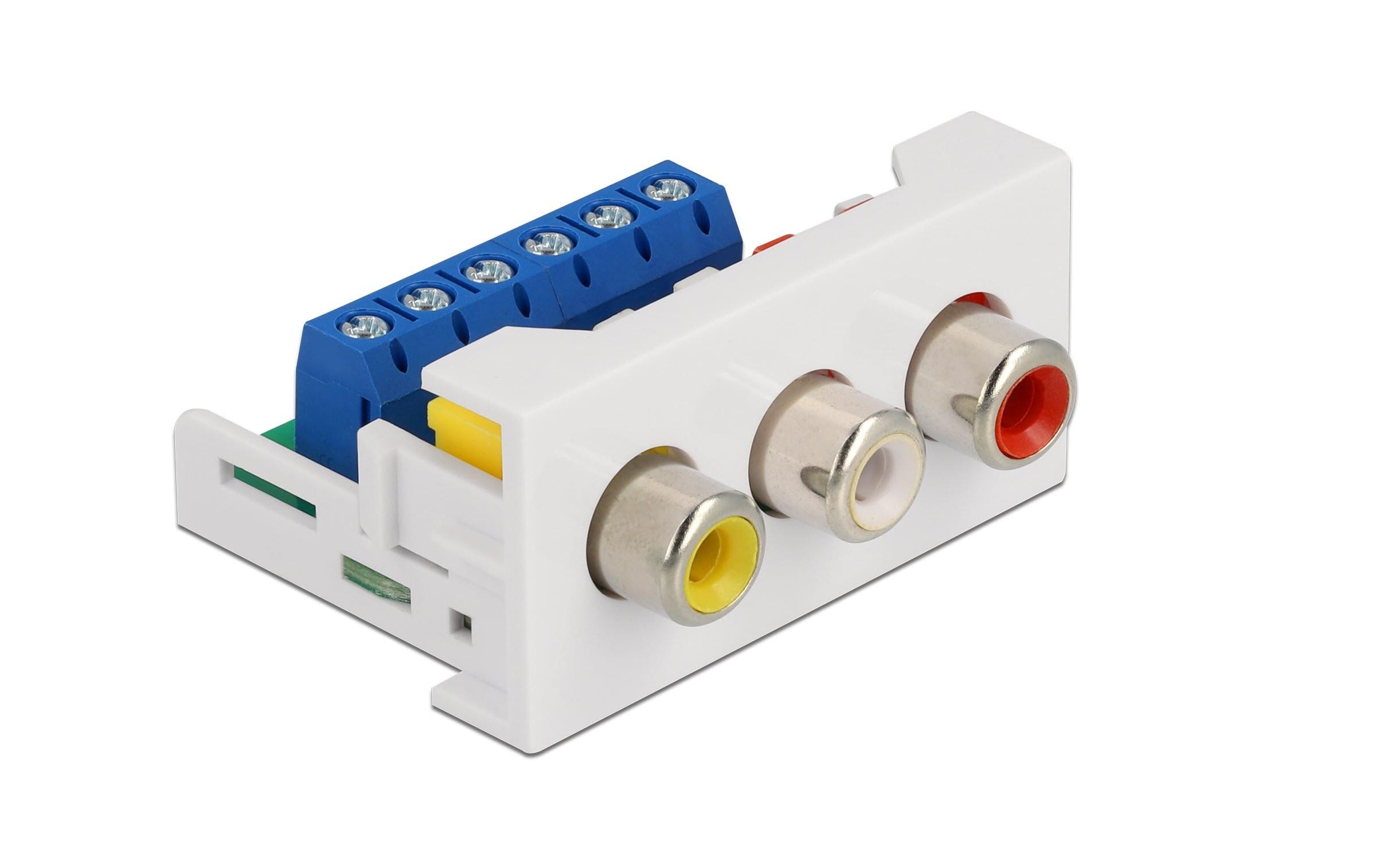 Easy 45 Modul 22.5 x 45 mm Spezial - CinchDelock Easy 45 Modul 3 x Cinch Buchse 22.5 x 45 mm