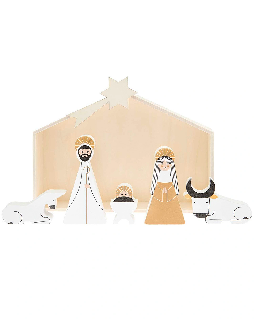 Holz-Krippe HOLY NIGHT 6-teilig