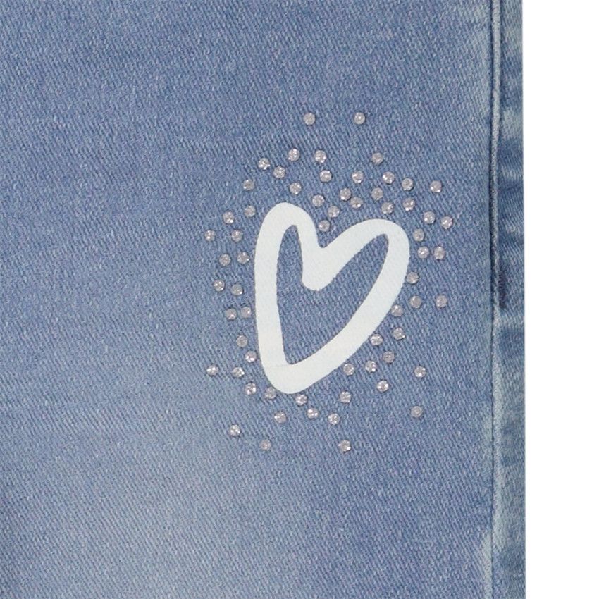 Jean slim en denim effet patchwork avec strass pour fille - Bleu