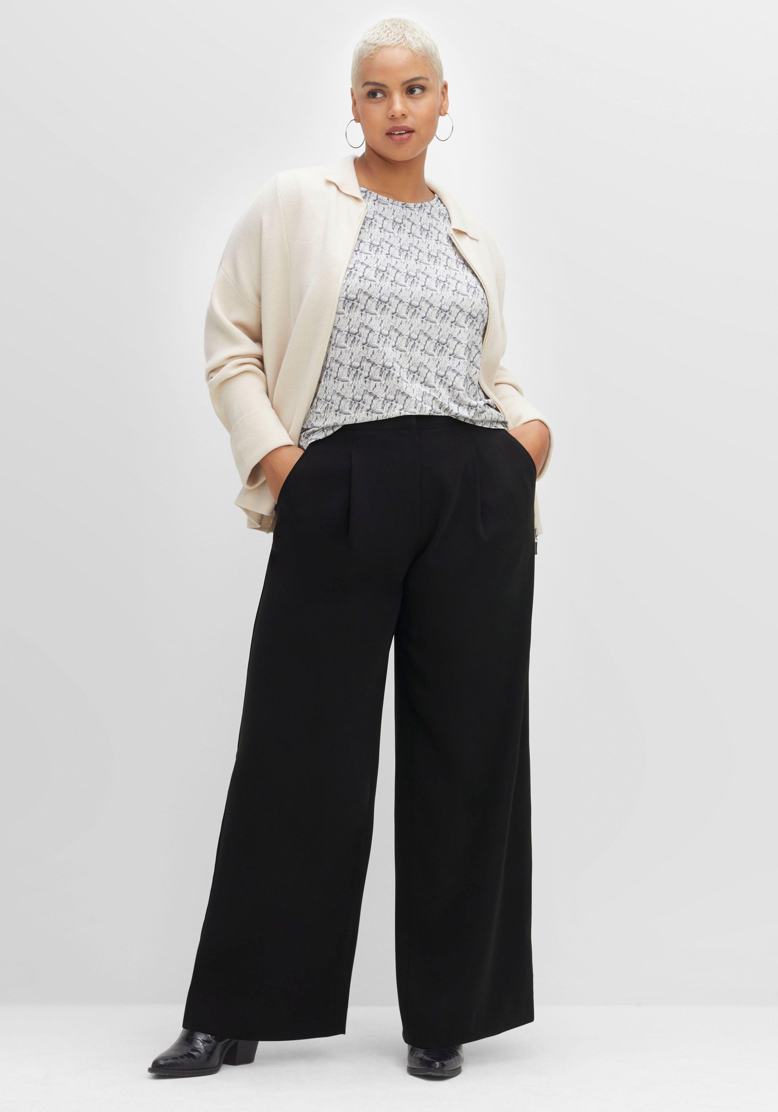 Weite Hose mit Bundfalten, knitterarm