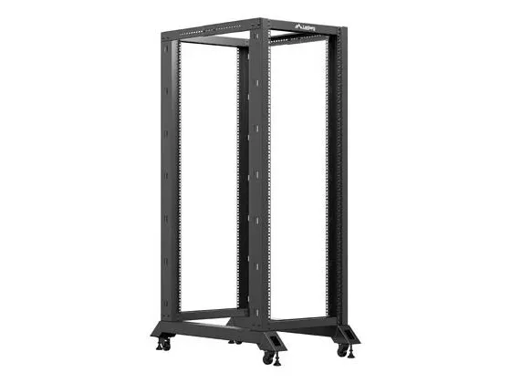 Lanberg - Rack åben ramme - 600 x 1000 mm - 4-pæl - fritstående, gulvstående - sort, RAL 9004 - 32U - 19