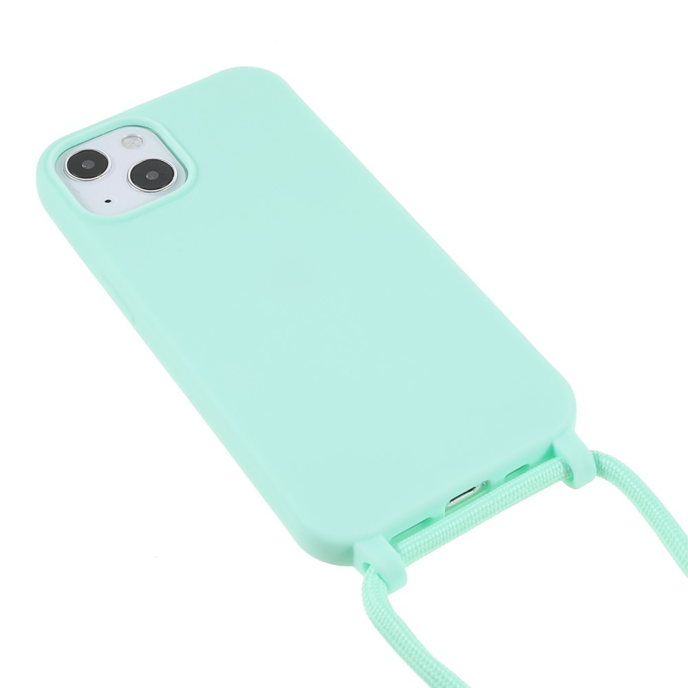 iPhone 13 Necklace Gummi Case Hülle   Handykette (150cm) - Türkis / Silber