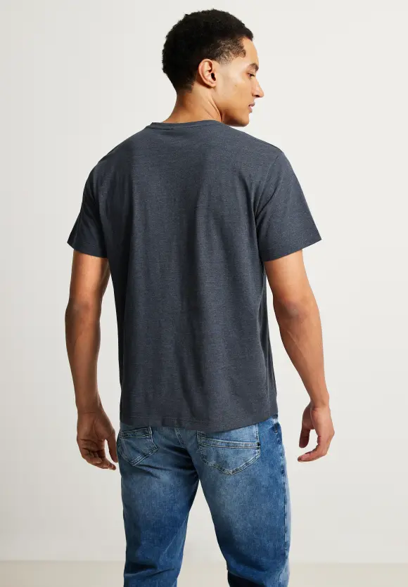 Basic V-Neck  T-Shirt - dark night blue melange