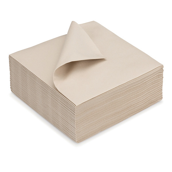 Serviettes de table jetables aspect tissu 40 x 40 cm Taupe - Lot de 50