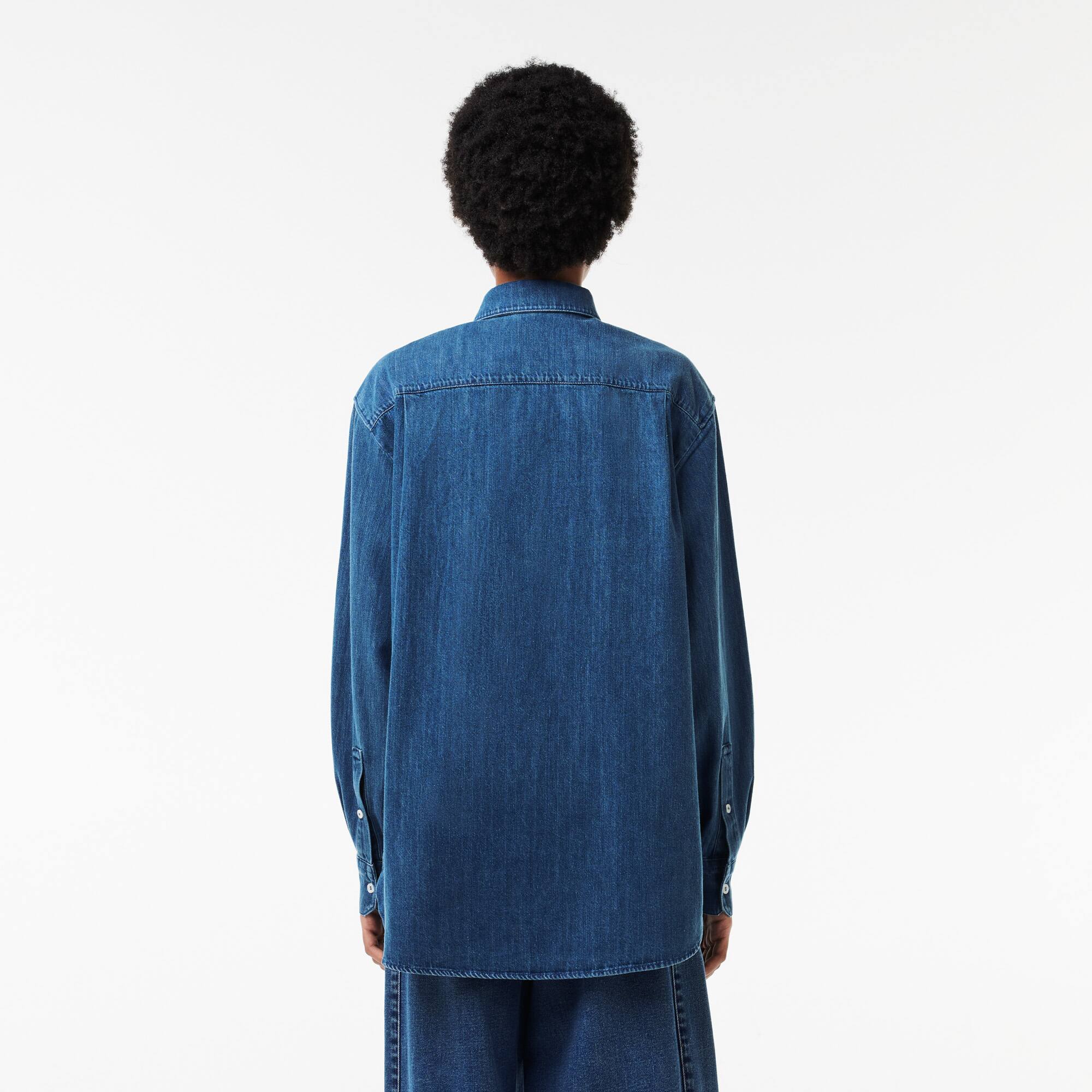 Chemise femme Lacoste oversize avec poche en denim de coton Chemises & Hauts - Bleu - Lacoste - Femme